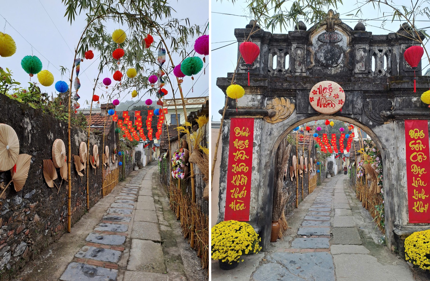 Cổng làng trang trí ngày xuân